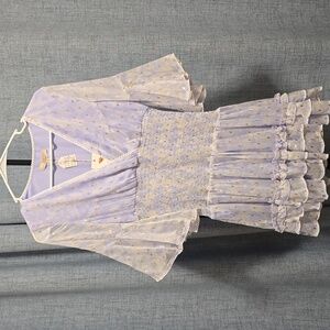 Chelsea & Violet Lavender And Gold Metallic Mini Dress Size Small